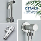 Stainless Steel Handheld Bidet Sprayer with Wall Holder and Shut Off Valve
