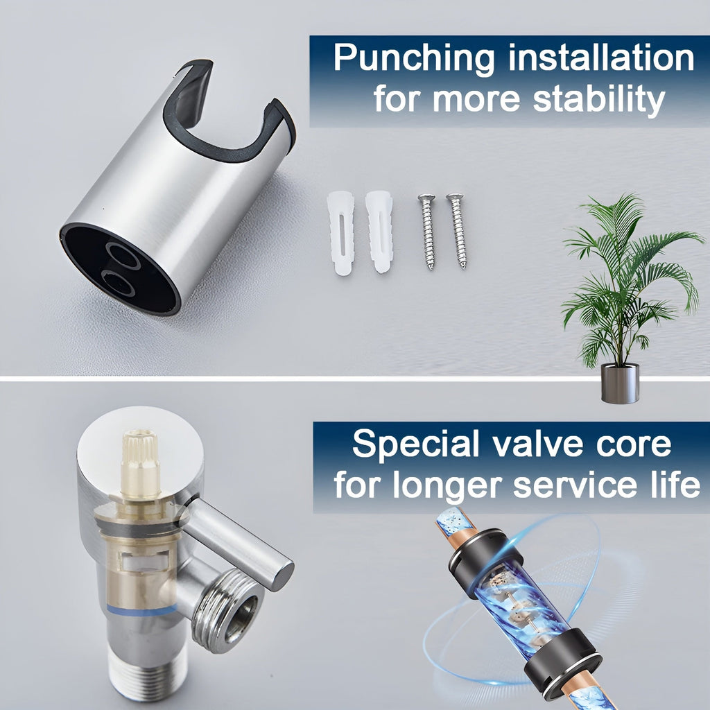 Stainless Steel Handheld Bidet Sprayer with Wall Holder and Shut Off Valve