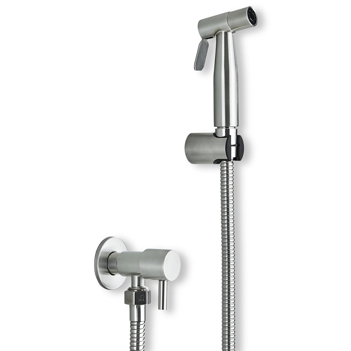 Stainless Steel Handheld Bidet Sprayer with Wall Holder and Shut Off Valve
