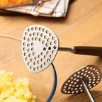 Stainless Steel Potato Masher with Wooden Handle for Smooth Lump Free Mash