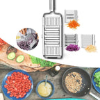 Stainless Steel Vegetable Grater and Slicer with Interchangeable Blades