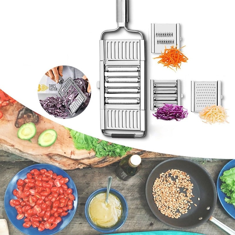 Stainless Steel Vegetable Grater and Slicer with Interchangeable Blades