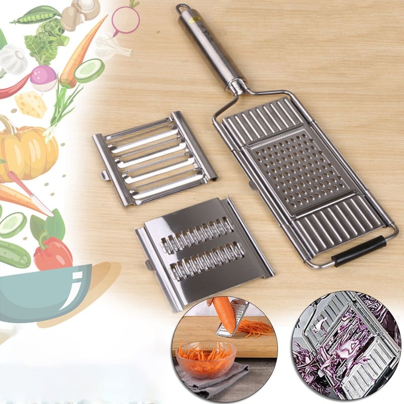 Stainless Steel Vegetable Grater and Slicer with Interchangeable Blades
