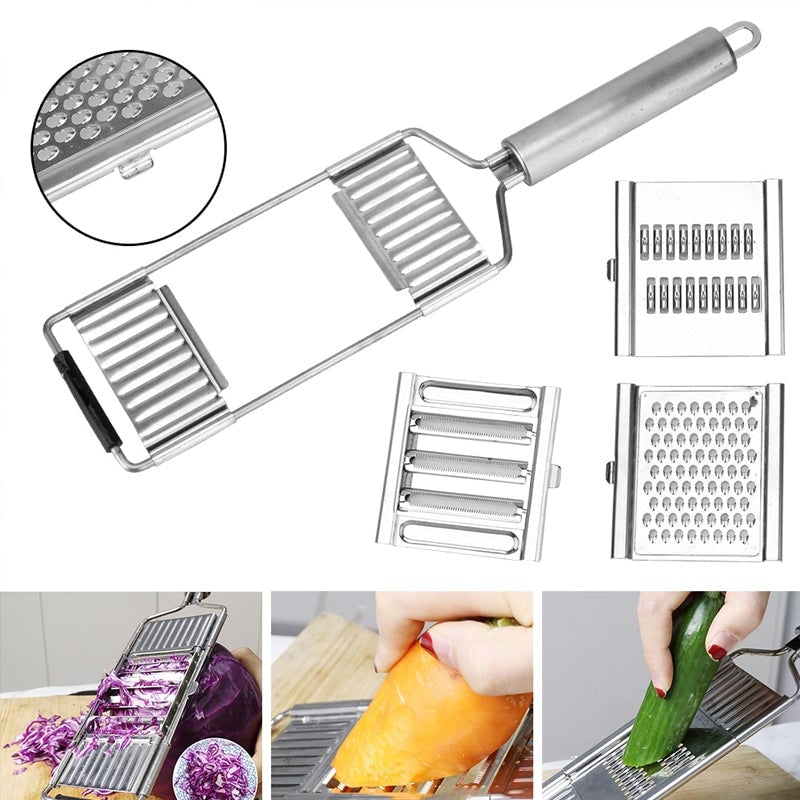 Stainless Steel Vegetable Grater and Slicer with Interchangeable Blades