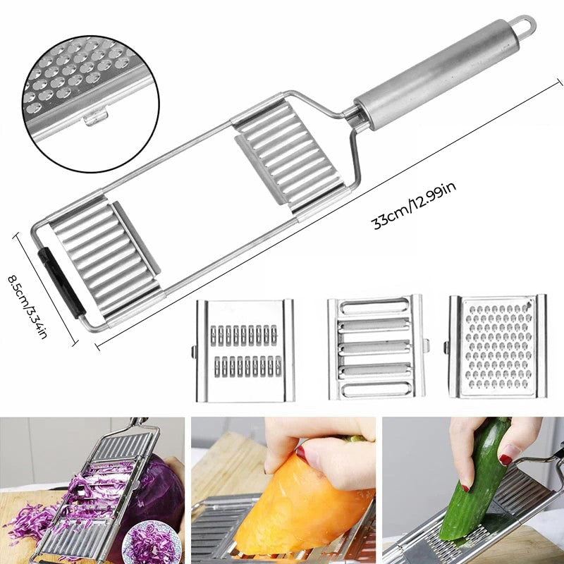 Stainless Steel Vegetable Grater and Slicer with Interchangeable Blades