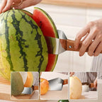 Stainless Steel Watermelon Slicer with Wooden Handle for Melon and Fruit