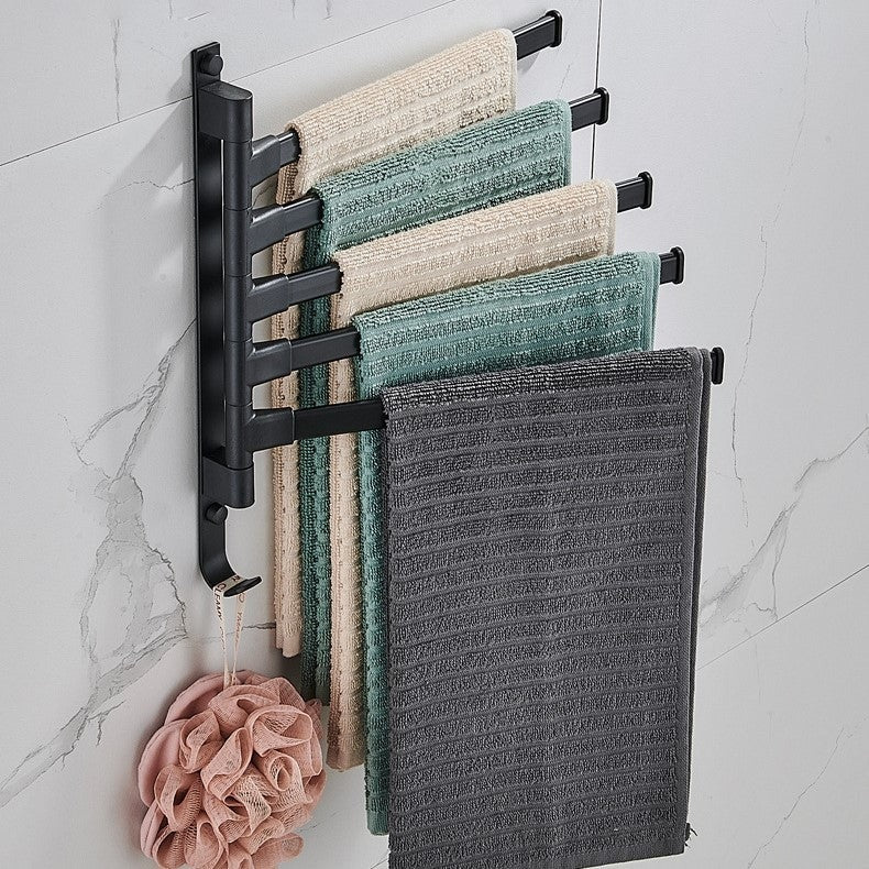 Swivel Towel Rail with Rotating Arms and Hook | Wall Mounted Towel Rack