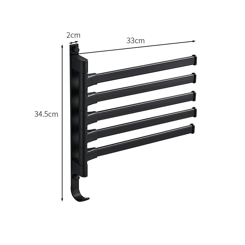 Swivel Towel Rail with Rotating Arms and Hook | Wall Mounted Towel Rack