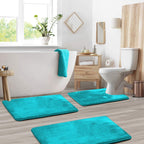 Memory Foam Bath Mat Set Three Piece Velvet Bathroom Rug Set with Contour Toilet Mat Absorbent Non Slip Machine Washable