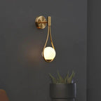 Teardrop Wall Light with Opal Glass Globe | Modern Nordic Metal Wall Sconce