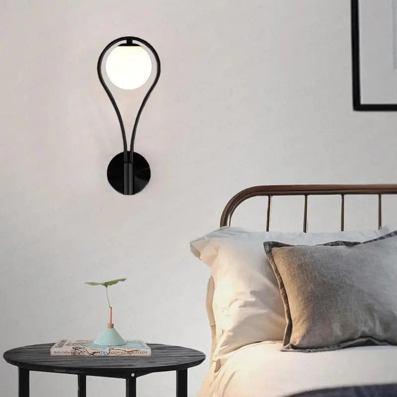 Teardrop Wall Light with Opal Glass Globe | Modern Nordic Metal Wall Sconce
