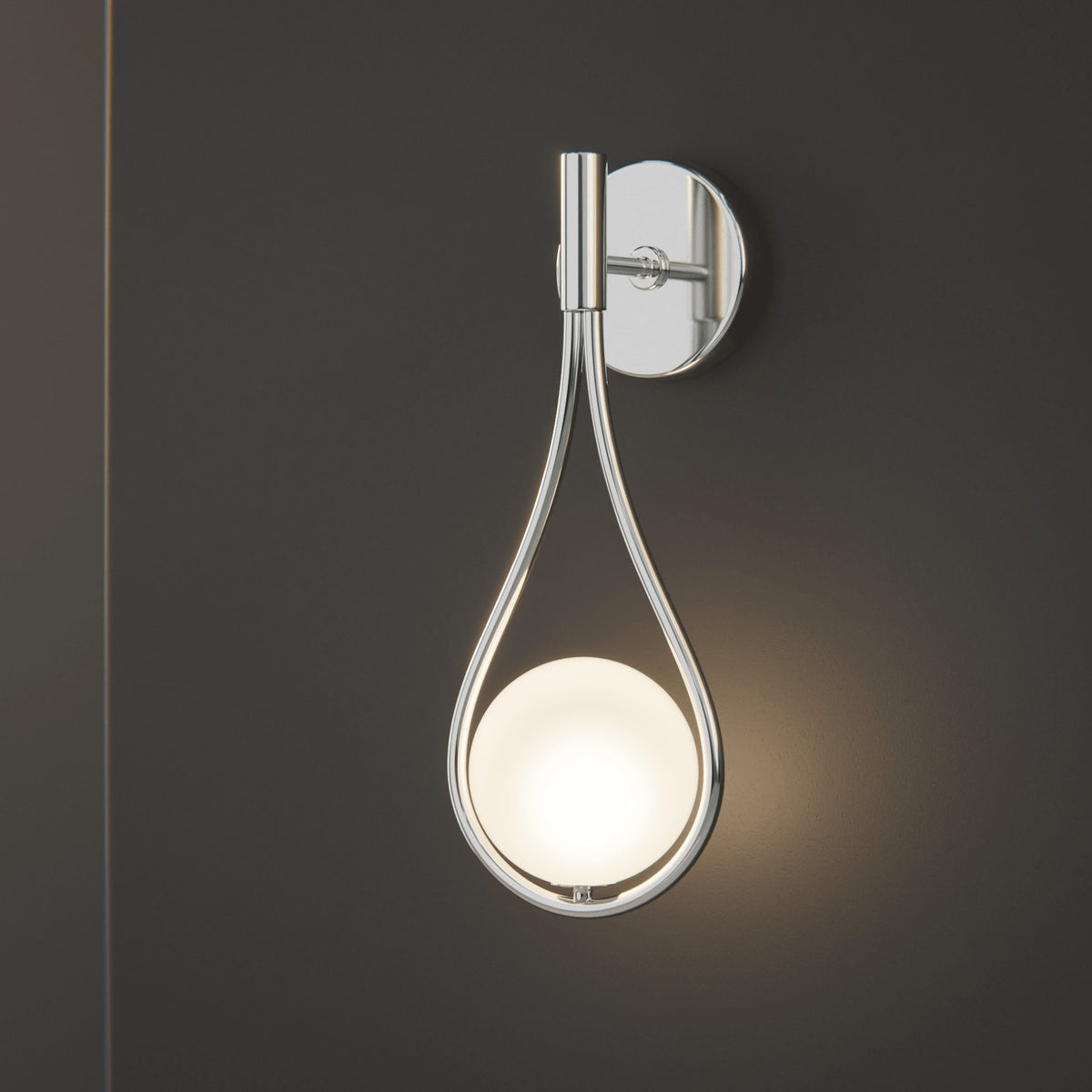 Teardrop Wall Light with Opal Glass Globe | Modern Nordic Metal Wall Sconce