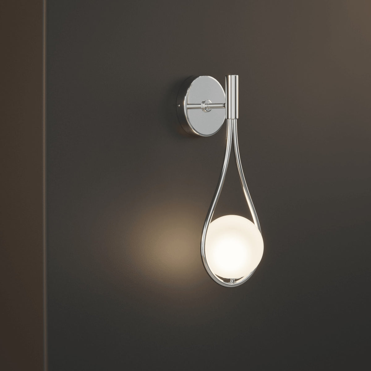 Teardrop Wall Light with Opal Glass Globe | Modern Nordic Metal Wall Sconce