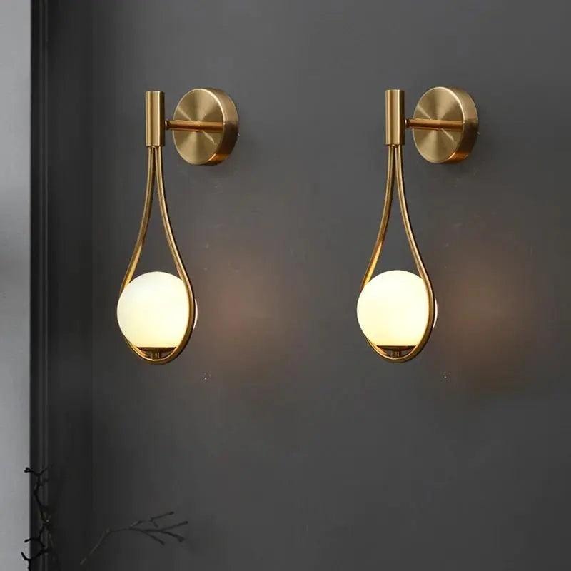 Teardrop Wall Light with Opal Glass Globe | Modern Nordic Metal Wall Sconce