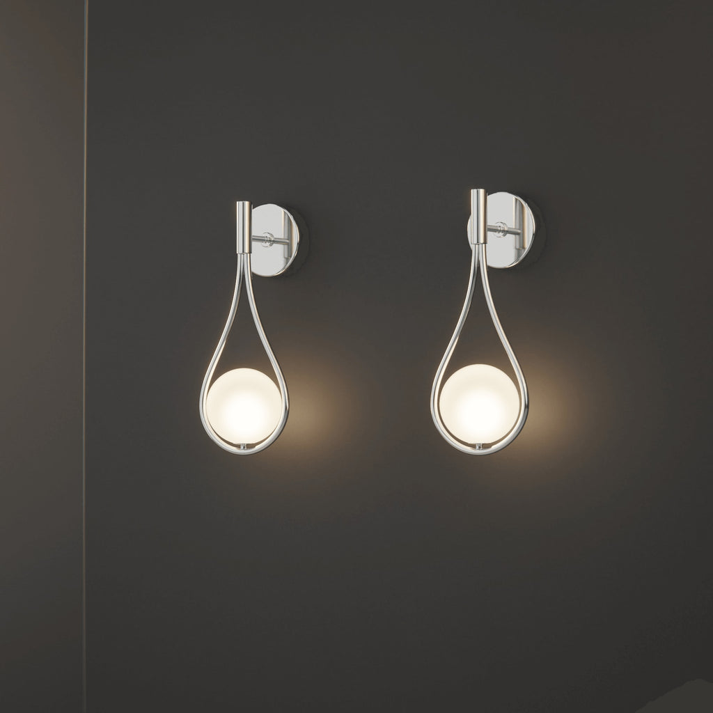 Teardrop Wall Light with Opal Glass Globe | Modern Nordic Metal Wall Sconce