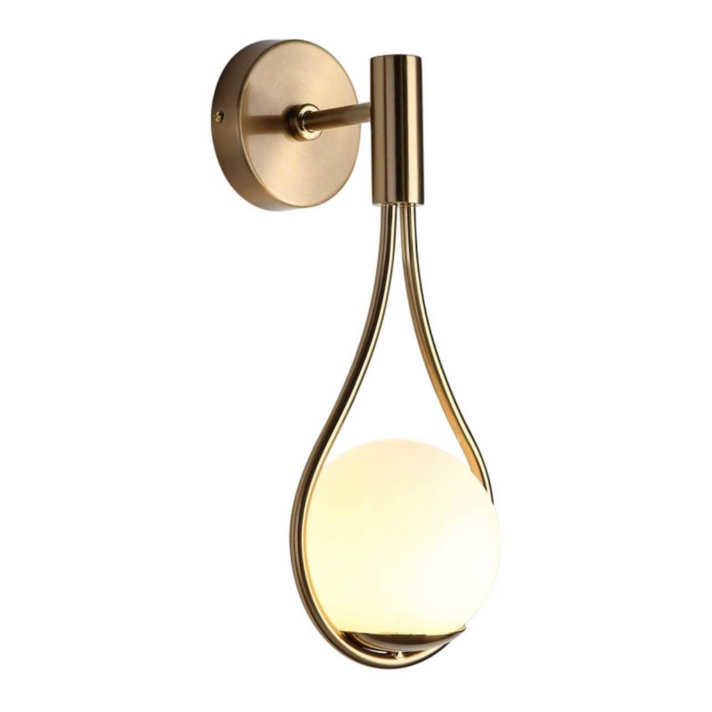 Teardrop Wall Light with Opal Glass Globe | Modern Nordic Metal Wall Sconce