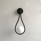 Teardrop Wall Light with Opal Glass Globe | Modern Nordic Metal Wall Sconce