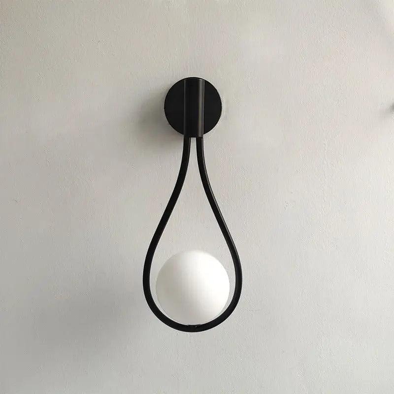 Teardrop Wall Light with Opal Glass Globe | Modern Nordic Metal Wall Sconce