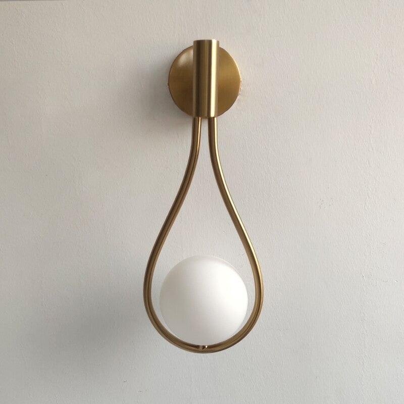 Teardrop Wall Light with Opal Glass Globe | Modern Nordic Metal Wall Sconce
