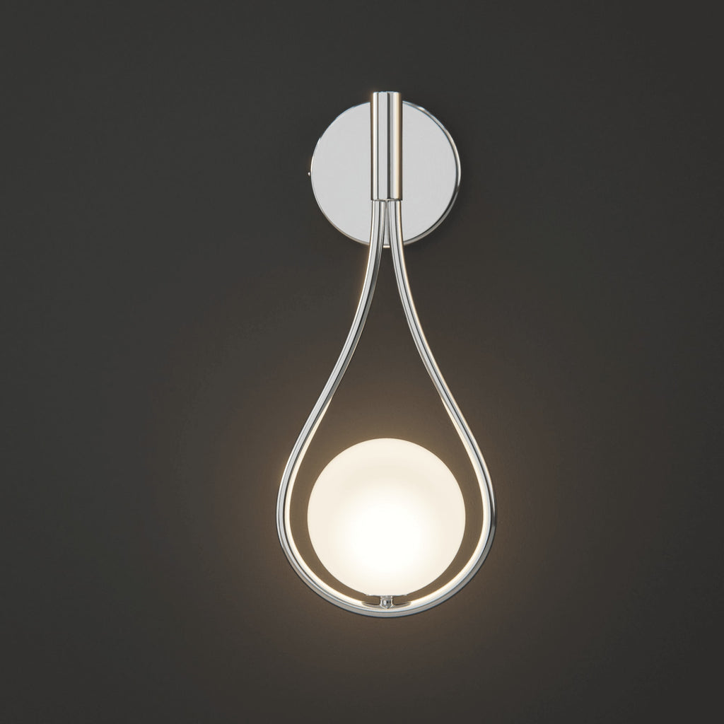 Teardrop Wall Light with Opal Glass Globe | Modern Nordic Metal Wall Sconce