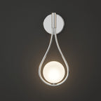Teardrop Wall Light with Opal Glass Globe | Modern Nordic Metal Wall Sconce