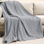 Muslin Cotton Throw Blanket Lightweight Breathable Crinkle Gauze Blanket Soft Natural Cotton Sofa Throw and Bedspread for Living Room | Bedroom