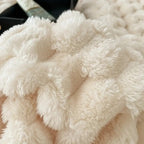 Thick Sherpa Fleece Throw Blanket with Bubble Texture for Sofa