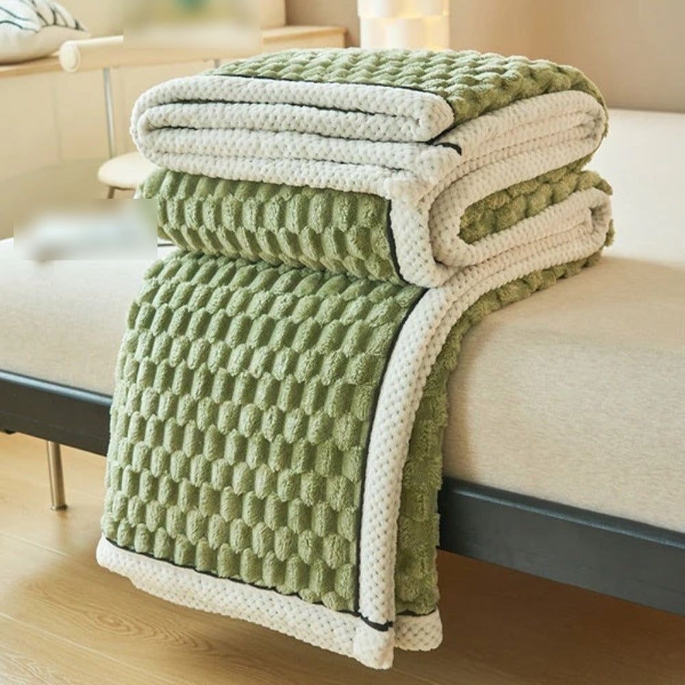 Thick Sherpa Fleece Throw Blanket with Bubble Texture for Sofa