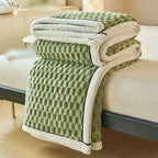 Thick Sherpa Fleece Throw Blanket with Bubble Texture for Sofa