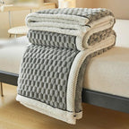 Thick Sherpa Fleece Throw Blanket with Bubble Texture for Sofa