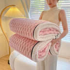 Thick Sherpa Fleece Throw Blanket with Bubble Texture for Sofa