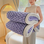 Thick Sherpa Fleece Throw Blanket with Bubble Texture for Sofa