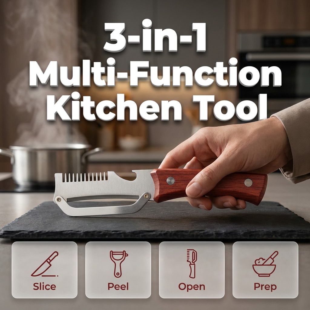 Three in One Kitchen Tool Spring Onion Shredder and Peeler with Bottle Opener