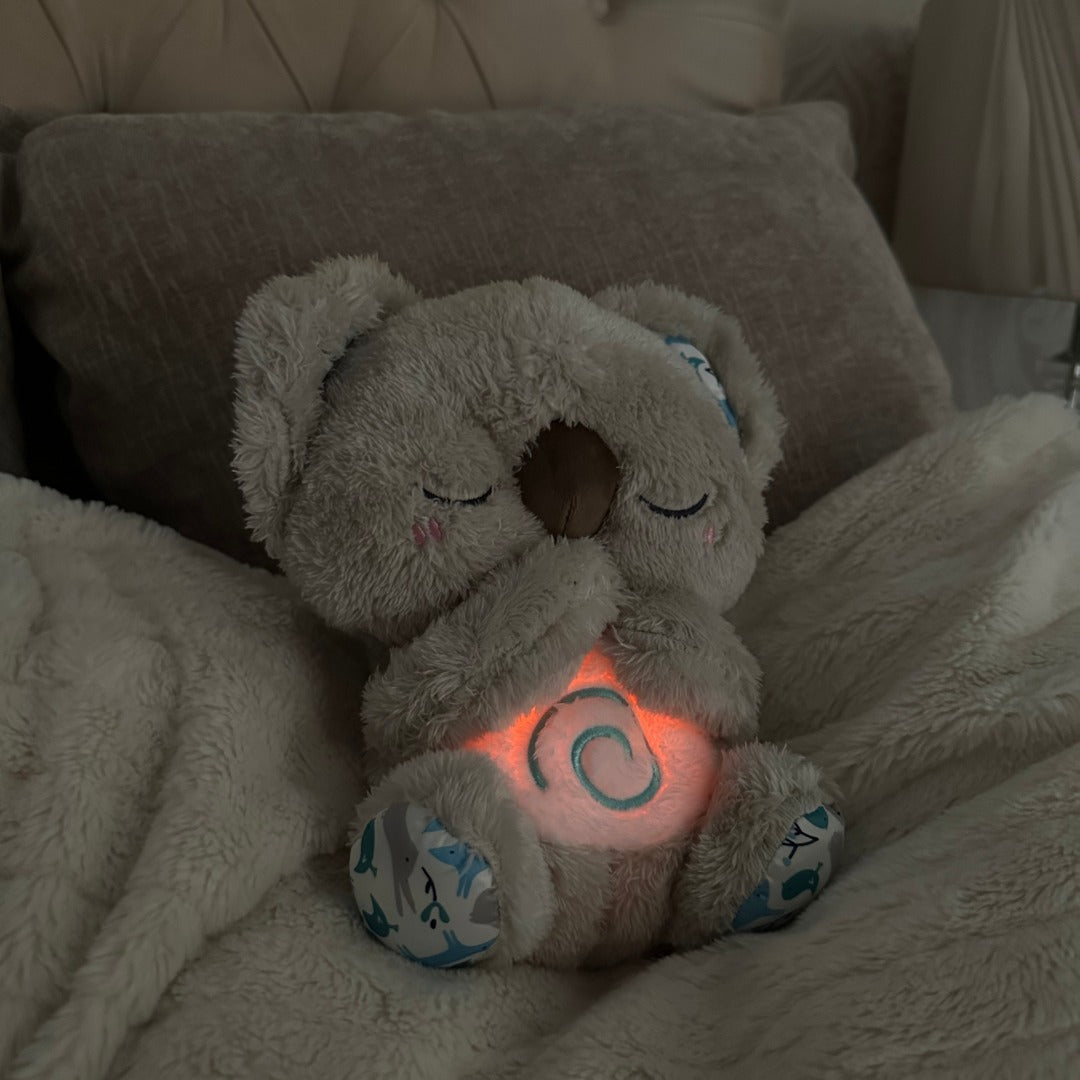 Breathing Koala Plush Sleep Soother Cuddly Toy with Rhythmic Breathing Motion | Soft Night Light and Soothing Sounds for Babies | Children and Adults
