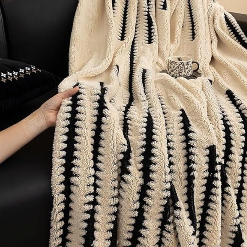 Tufted Plush Sofa Cover with Wave Stripe Pattern and Non Slip Backing