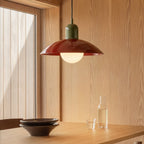 Two Tone Metal Pendant Light with Wide Dome Shade and Opal Globe for Dining Room