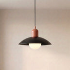 Two Tone Metal Pendant Light with Wide Dome Shade and Opal Globe for Dining Room