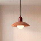 Two Tone Metal Pendant Light with Wide Dome Shade and Opal Globe for Dining Room