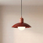 Two Tone Metal Pendant Light with Wide Dome Shade and Opal Globe for Dining Room