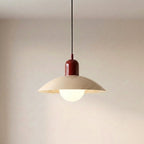 Two Tone Metal Pendant Light with Wide Dome Shade and Opal Globe for Dining Room