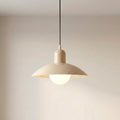 Two Tone Metal Pendant Light with Wide Dome Shade and Opal Globe for Dining Room