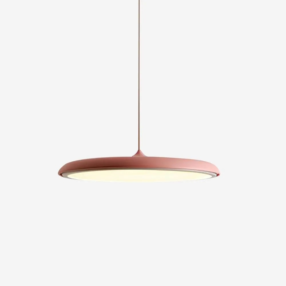 Ultra Slim LED Saucer Pendant Light with Curved Metal Disc Shade for Dining Room