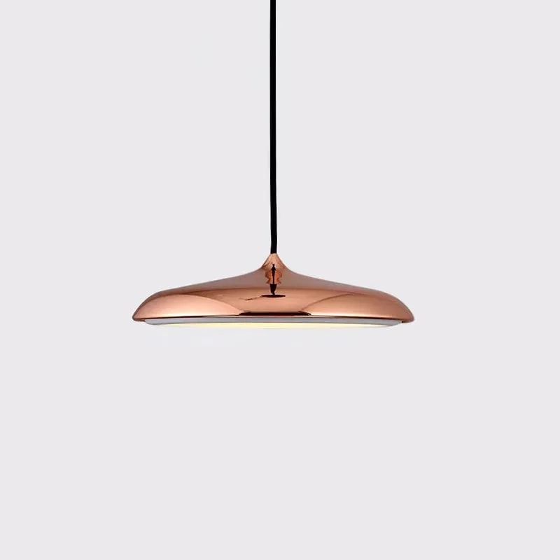Ultra Slim LED Saucer Pendant Light with Curved Metal Disc Shade for Dining Room