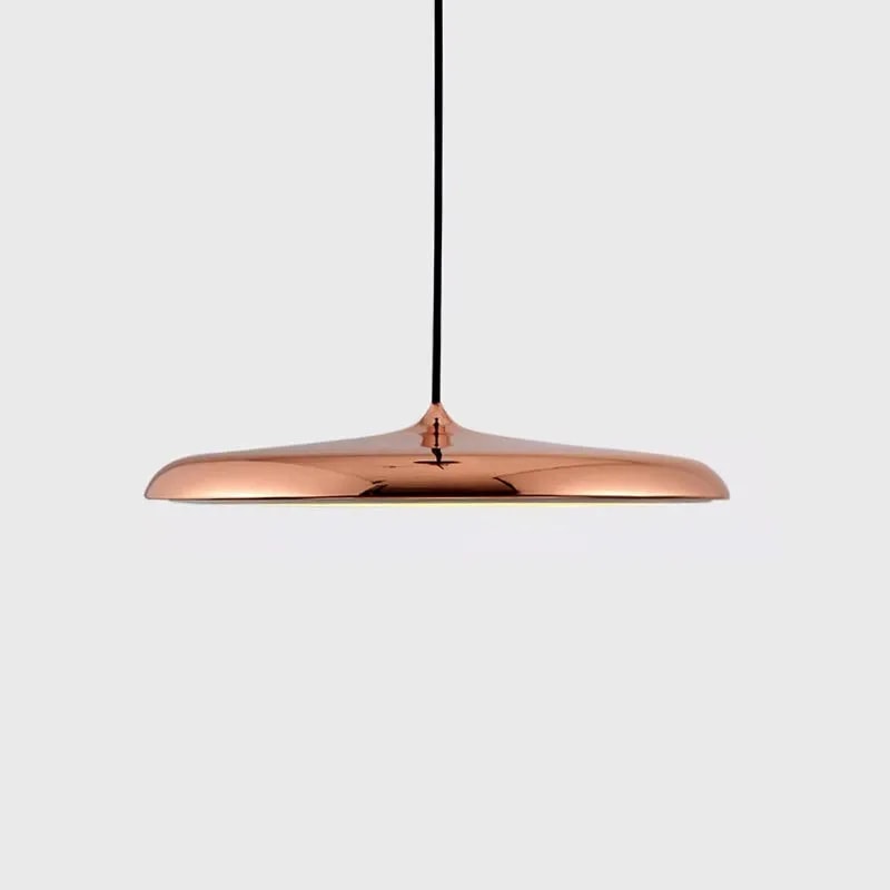 Ultra Slim LED Saucer Pendant Light with Curved Metal Disc Shade for Dining Room