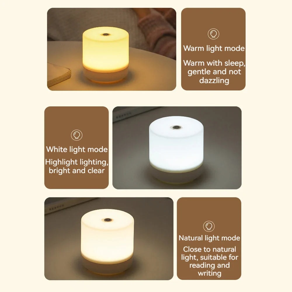 USB Powered LED Night Light with Touch Dimmer and Soft Glow for Bedside