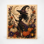 Halloween Bead Art Kit Pearl Bead Canvas Craft Kit with Numbered Self Adhesive Canvas Pumpkin | Ghost and Witch Designs DIY Wall Art