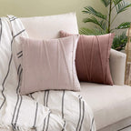 Velvet Cushion Cover with Pleated Stripe Design and Hidden Zip for Sofa
