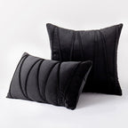 Velvet Cushion Cover with Pleated Stripe Design and Hidden Zip for Sofa
