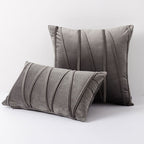 Velvet Cushion Cover with Pleated Stripe Design and Hidden Zip for Sofa