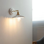 Vintage Ceramic Wall Light with Brass Swing Arm and Round Wall Plate